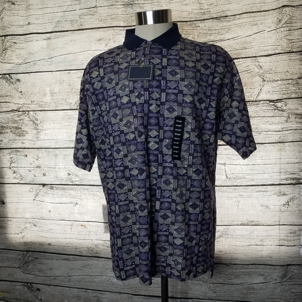 Navy Blue Comfort Platinum Shirt Size Large.Pit to pit approx:  24 inches Rig